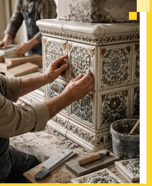 Изразцовые камины под ключ в Нурлате: проект и монтаж