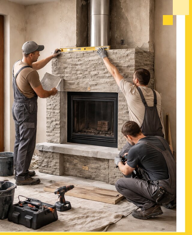 Профессиональный монтаж каминов под ключ в Нурлате для дома