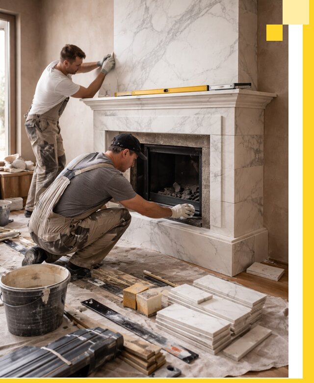 Отделка каминов в Нурлате качественные облицовочные работы