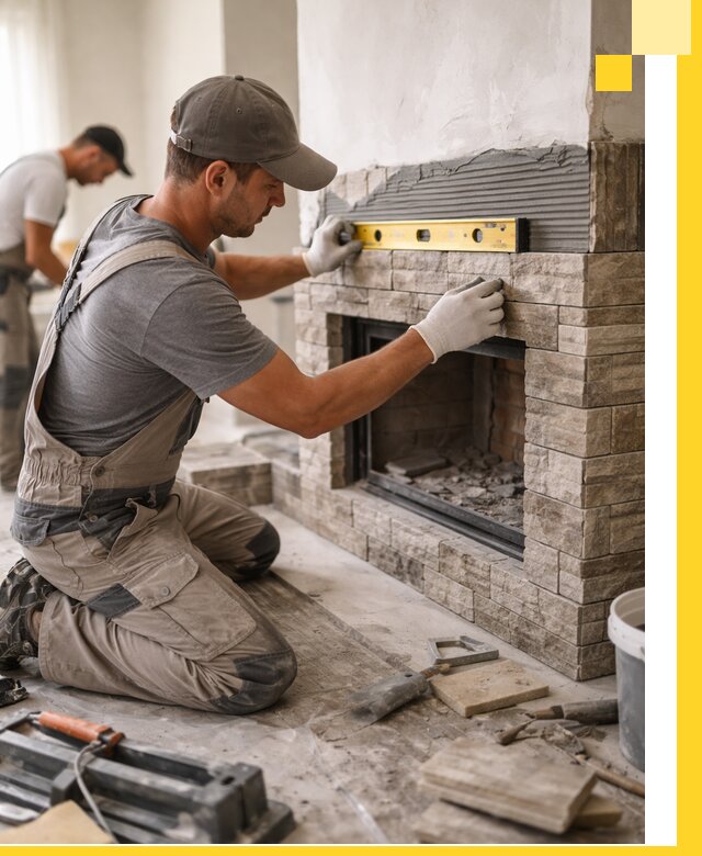 Облицовка каминов в Нурлате, монтаж и отделка натуральным камнем