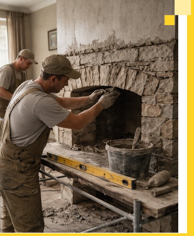 Изготовление каминов под ключ в Нурлате, монтаж и отделка