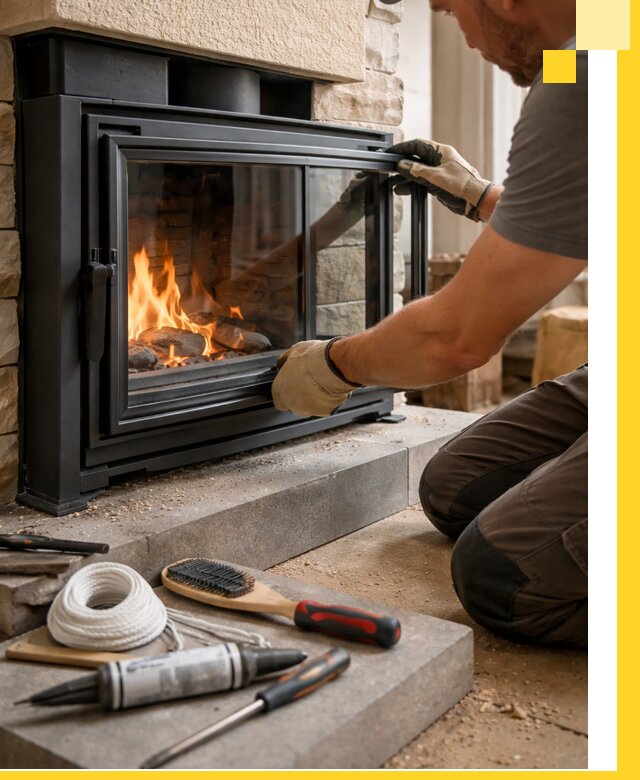 Производство, монтаж и доставка каминов со стеклом в Нурлате