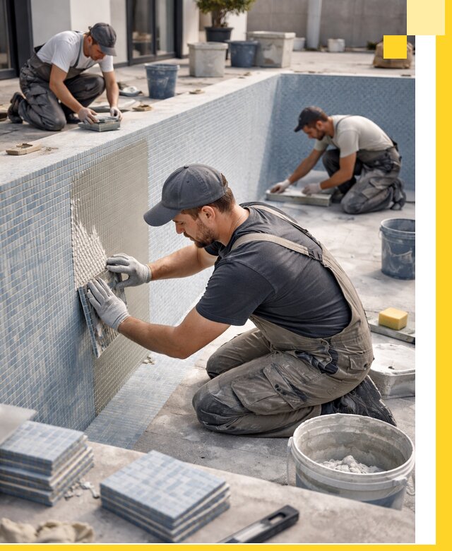 Облицовка бассейнов в Нурлате плитка мозаика гидроизоляция