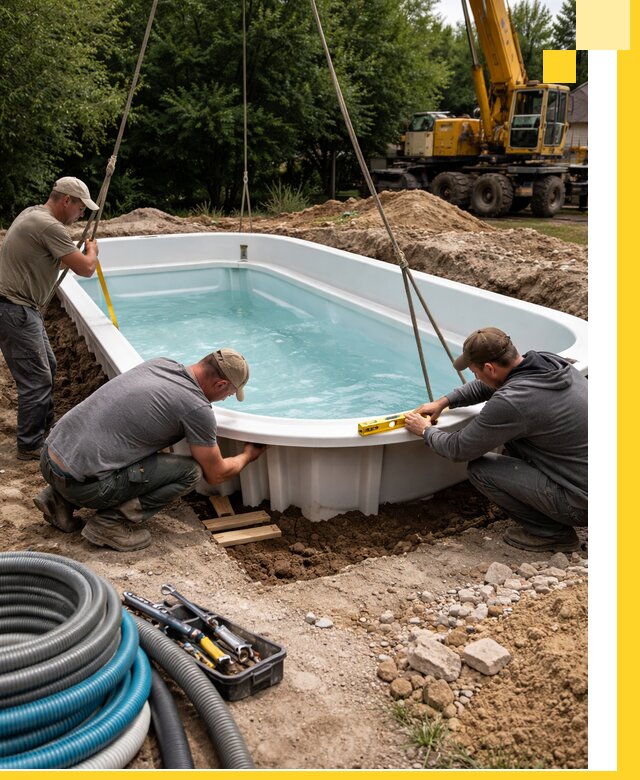 Установка и монтаж композитных бассейнов под ключ в Нурлате