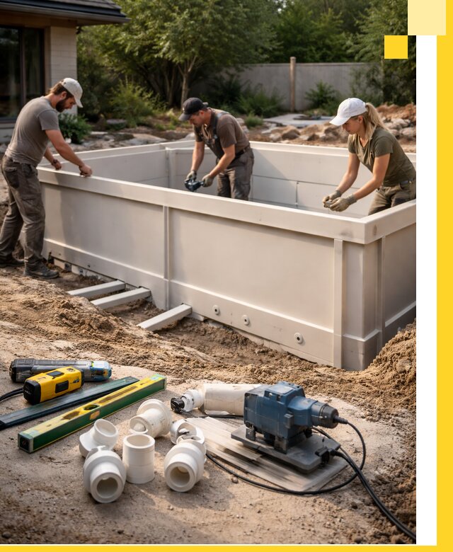 Установка полипропиленовых бассейнов под ключ в Нурлате