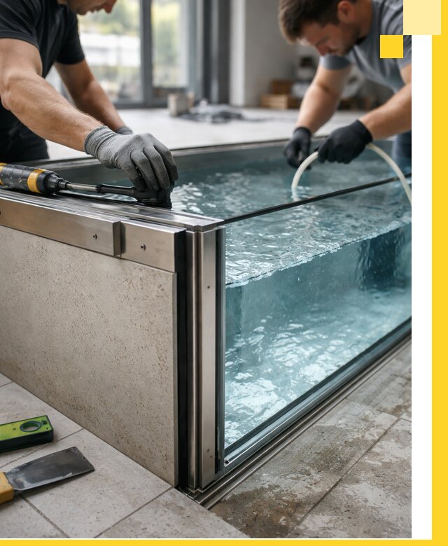 Проектирование и монтаж стеклянных бассейнов в Нурлате