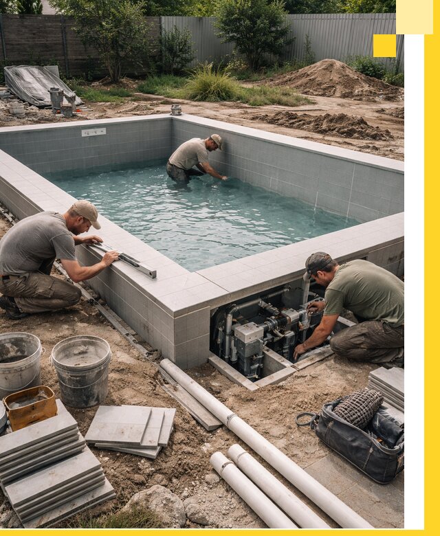 Строительство и монтаж бассейнов для дачи под ключ в Нурлате