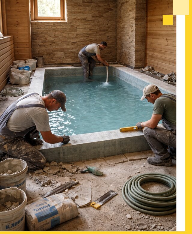 Проектирование и строительство бассейнов для бани в Нурлате