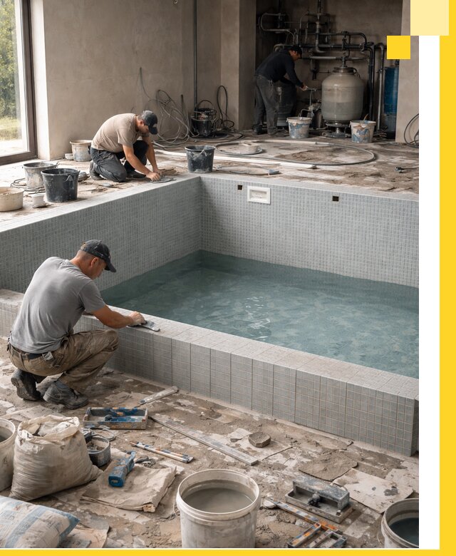 Строительство и монтаж бассейнов в помещении в Нурлате