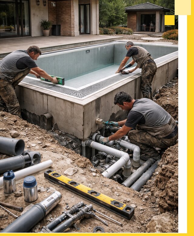 Строительство переливных бассейнов в Нурлате под ключ