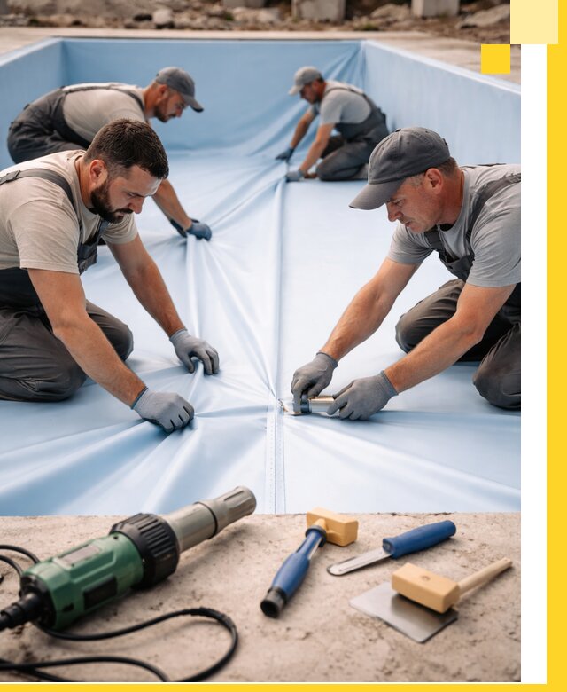 ПВХ пленка для бассейнов с монтажом и гарантией в Нурлате