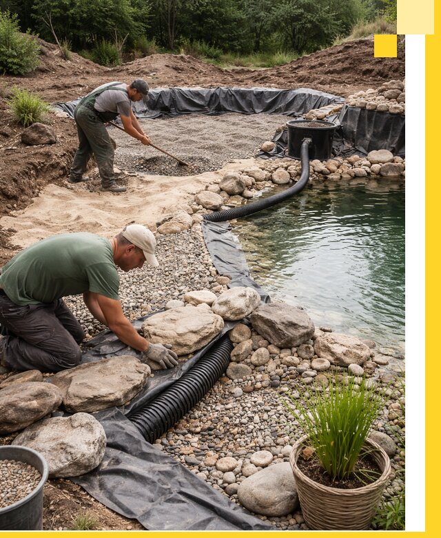 Строительство природных бассейнов и озер в Нурлате под ключ