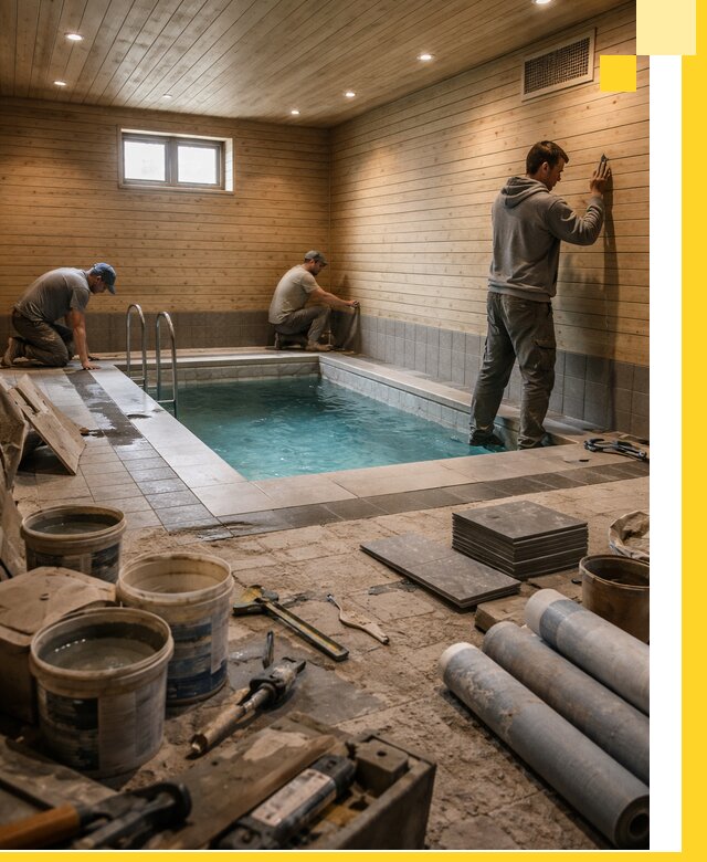 Строительство бани с бассейном и сауной под ключ в Нурлате