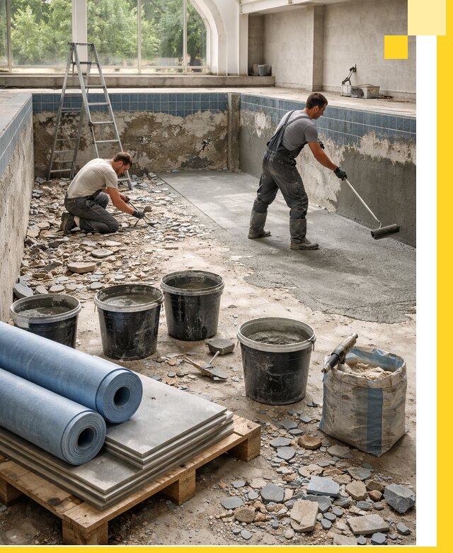 Реконструкция бассейнов в Нурлате: ремонт, гидроизоляция