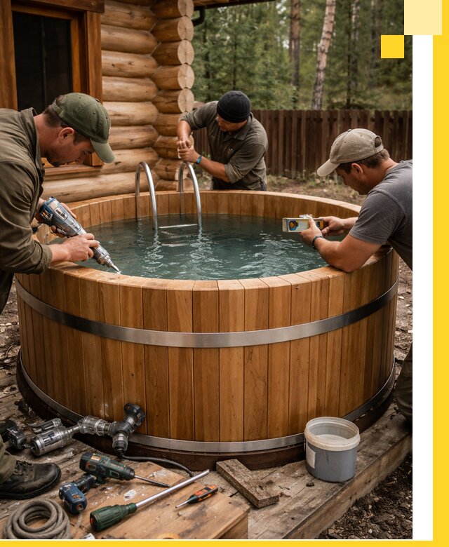 Строительство бань с купелью под ключ и отделкой в Нурлате