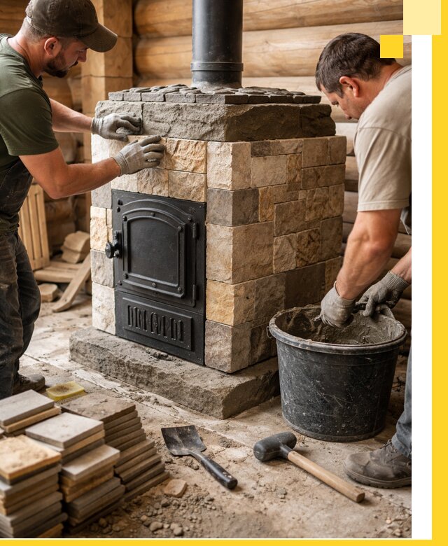 Облицовка банной печи под ключ в Нурлате: камень и плитка