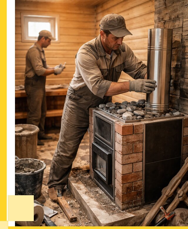 Монтаж печи в бане под ключ в Нурлате от 20854 р. | ЭриданНрт