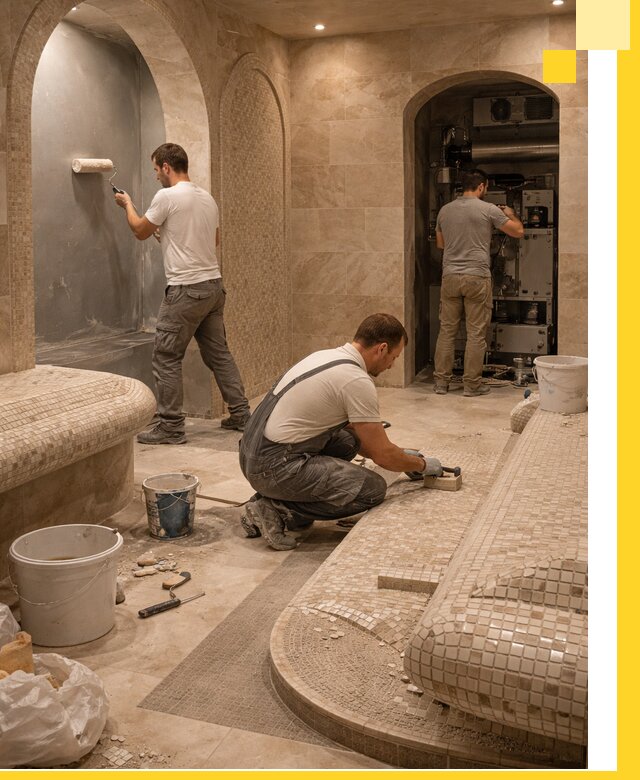 Строительство бани с хамамом и бассейном под ключ в Нурлате