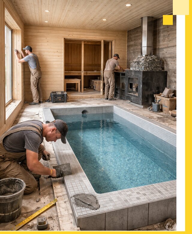 Проект бани с бассейном и сауной в Нурлате под ключ