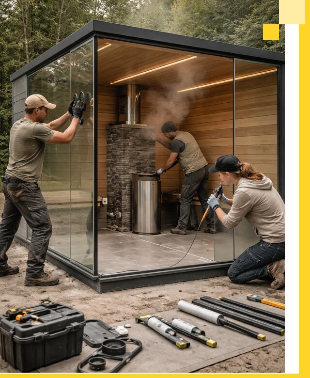 Проектирование и строительство стеклянных бань в Нурлате