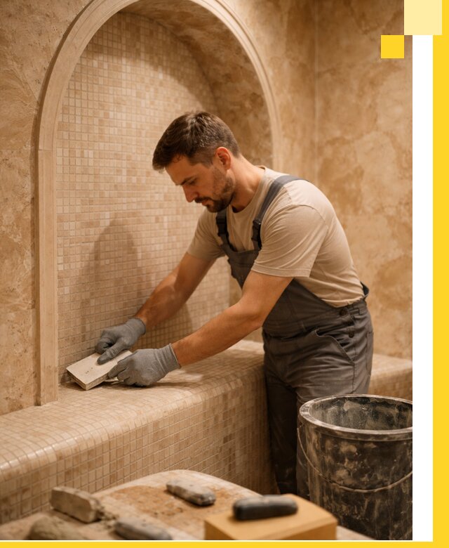 Профессиональная отделка хамамов с мозаикой под ключ в Нурлате